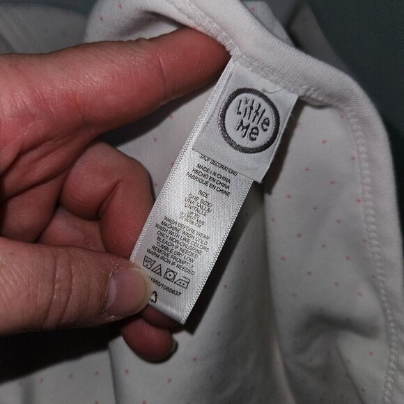 Little Me White Pink Polka Dot Baby Blanket Embroidered Flowers 100% Cotton - Picture 3 of 8